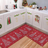 Garvee Christmas Kitchen Mat Washable Runner Rug Non Skid Kitchen Rugs and Mats Xmas Decorative Runner Mats Non-Slip Kitchen Floor Mat for Laundry Sink, 17"x29"+17"x47" - Christmas Tree