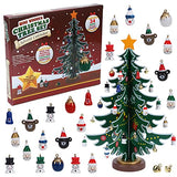 Garvee Christmas Advent Calendar Ornaments 2023,24 Days Countdown Advent Calendar with a Tabletop Wooden Christmas Tree and Ornaments Snowman Santa Decorations for Boys, Girls and, Xmas Gift
