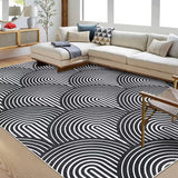 Garvee Washable Rug 6x9 Area Rugs for Living Room Modern Stripes Bedroom Rug Soft Indoor Large Rug Contemporary Abstract Accent Rug Non Shedding Throw Carpet for Dining Room Office Home Decor Black - Black
