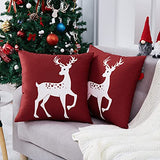 Garvee Christmas Decorations Pillow Covers 20 x 20 Inch Set of 2 Farmhouse Christmas Decor for Bedroom, Deer Rustic Xmas Pillow Case Winter Holiday Decorations Throw Cushion Case for Home Couch, Red - Christmas Red