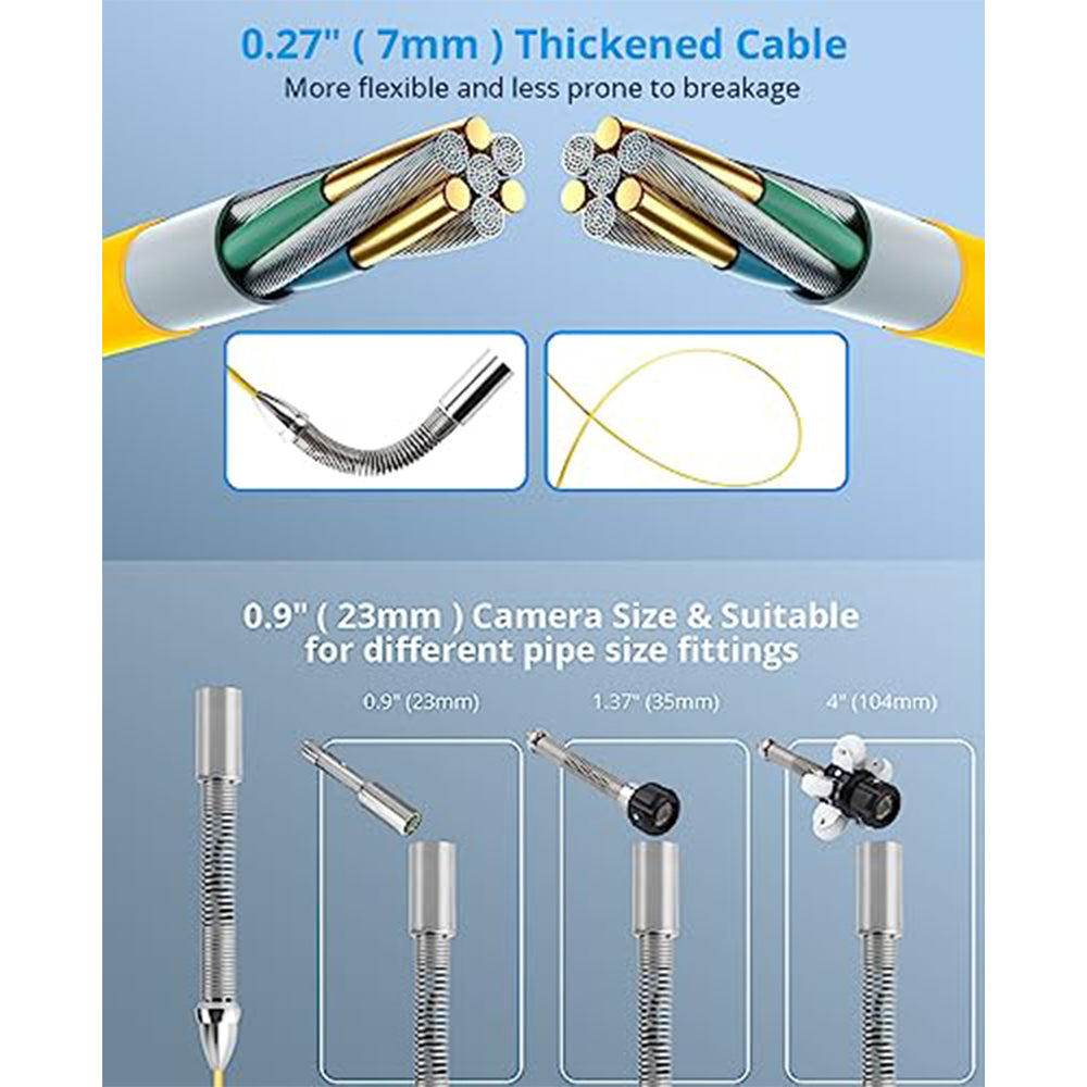 Garvee Sewer Inspection Camera with 512Hz Locator, 165ft Self-Leveling Snake Camera, 9" Touch HD Screen, DVR, Adjustable LEDs, 16GB SD Card, IP68 Waterproof for Sewer and Drainage Pipes - 165ft