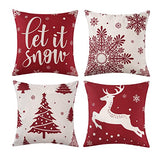 Garvee Christmas Decorations Pillow Covers 18 x18 Inch Set of 4 Farmhouse Christmas Decor for Home, Red and Black Buffalo Plaid Xmas Pillow Case Winter Holiday Decorations Throw Cushion Case for Couch - 