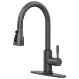 Garvee Pull Down Sprayer Kitchen Faucet, Matte Black, 3 Modes - Black - Black