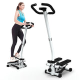 Garvee Smart Twist Stair Stepper Machine with Handlebar, Mini Steppers for Exercise at Home, 300LBS Loading Capacity, Hydraulic Fitness Stepper with LCD Monitor, Black + White