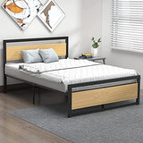 Garvee Metal and Wood Bed Frame with Headboard and Footboard Full Size Platform Bed with Storage Strong Metal Slat Support No Box Spring Needed Easy to Assemble - Retro color