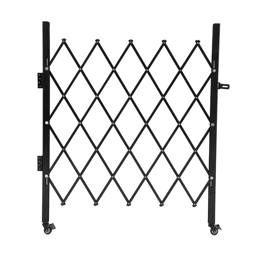 Garvee Single Folding Security Gate Heavy-Duty Steel Lockable Scissor Gate 52"H x 42"W Black for Outdoor Use
