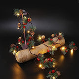 Garvee Christmas Decoration String Lights, Pinecone Red Berries Garland Lamp 6.6FT 20LEDs Battery Power Christmas Lights for Xmas Party Bedroom Tree Table Decor 2 Meters 20 Lights