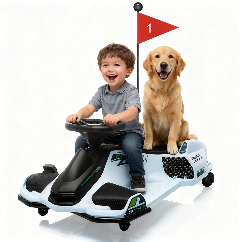 Garvee Ride - G Series: 24V Drift Go-Kart for Kids: Quality Metal, 7.5mph, LED, Music, for 8-12 Years Old - White