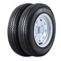2x 530-12 6PR Trailer Tires, 12" Rims, 4 Lug, Load Range C