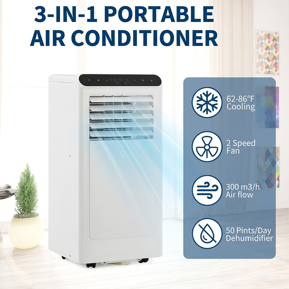 Garvee 8000 BTU Portable Air Conditioners Cool Up to 350 Sq.Ft,3 IN 1 Portable Ac Unit with Remote Control/LED Display/24Hrs Timer/Window Installation Kit & Low Noise for Home/Hotel/Office - White Top