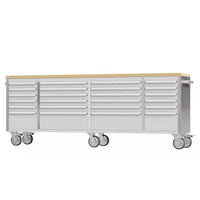 Garvee 96 inch Mobile Tool Chest 24 Drawers Lockable Stainless Steel Rolling Cabinet with Wood Top for Garage Workshop