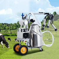 Garvee 6.6 Gal/25L Portable Cow Milking Machine, Electric Milking Machine with 304 Stainless Steel Bucket, Automatic Pulsation Vacuum Milker with Food-Grade Silicone Cups and Tubes, for Cows and Goats