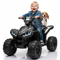 Garvee Ride - P Series: 12V Kids Quad ATV 4 Wheeler, Music, LED Lights, Battery Powered Ride On Toy for Boys Girls, Outdoor Adventure Vehicle Black