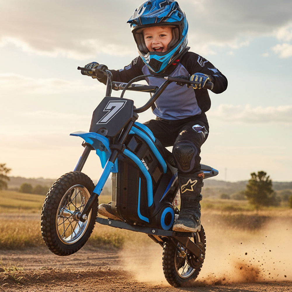 Garvee Ride - T Series: 24V-10A 350W Ride On Electric Dirt Bike For Kids Ages 13+, 14.29MPH, 3-Speed - Blue-7