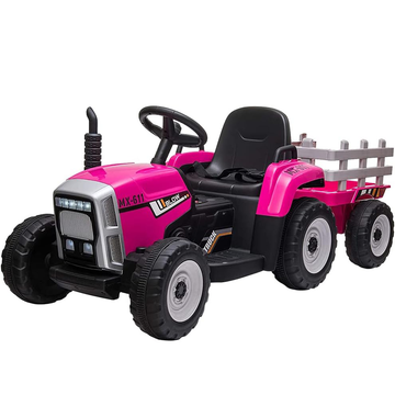 Garvee Ride - P Series: 12V Electric Tractor & Trailer for Kids, 3-6 Yrs - With RC - Rose / 35W