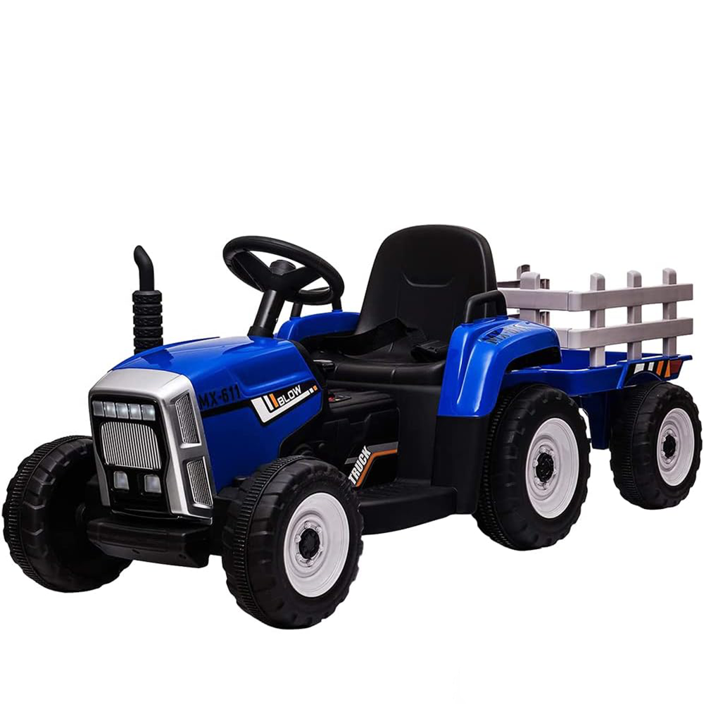Garvee Ride - P Series: 12V Electric Tractor & Trailer for Kids, 3-6 Yrs - With RC - Blue / 35W