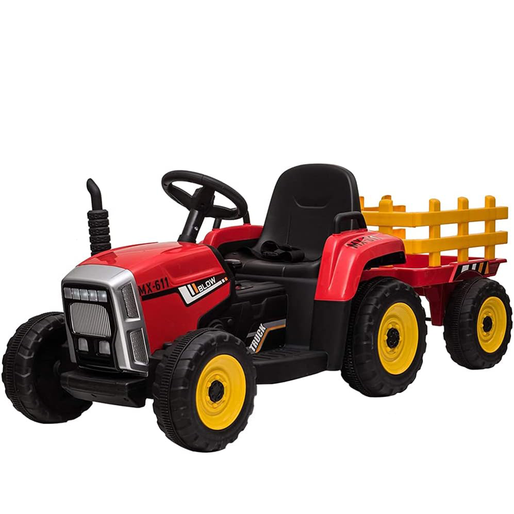 Garvee Ride - P Series: 12V Electric Tractor & Trailer for Kids, 3-6 Yrs - With RC - Red / 35W