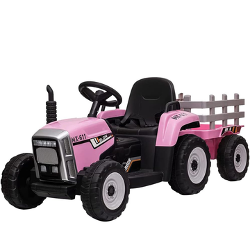 Garvee Ride - P Series: 12V Electric Tractor & Trailer for Kids, 3-6 Yrs - With RC - Pink / 35W