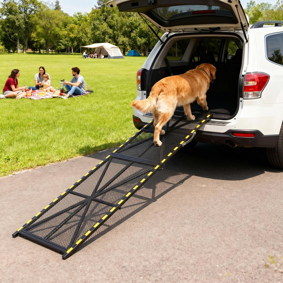 Garvee Heavy Duty Dog Ramp for Cars 300 LBS Capacity, 75"x20" Folding Non-Slip Pet Ramp for Large Dogs, Portable SUV & Truck Ramp, Outdoor/Indoor Use