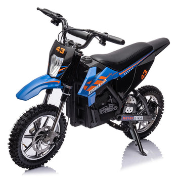 Garvee Ride - T Series: 36V Kids Electric Dirt Bike, 350W/15.5MPH Brushless Motor, LED, Comfortable Leather Seat, 175lbs Max Load Capacity-Blue