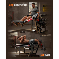 Garvee Seated Leg Curl & Extension Machine - Heavy Duty Leg Workout Bench with 12-Position Angle Adjustment for Hamstring Curl, Quad Extension & Lower Body Strength Training, 700 LBS Capacity - Red