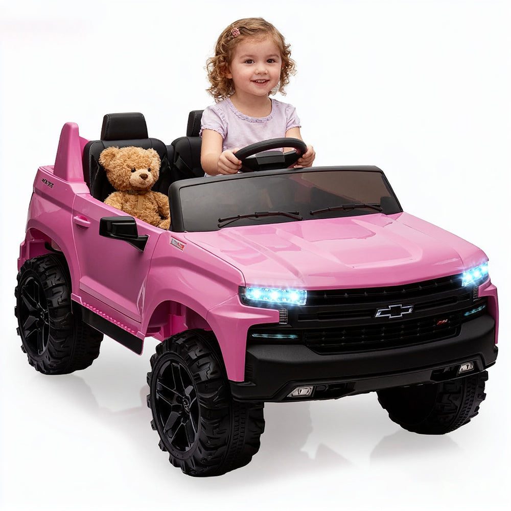 Garvee Ride - P Series: 24V 2-Seater Ride On Car For Kids For 3 - 8 years, Licensed Chevrolet Silverado - Pink