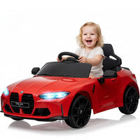 Garvee Ride - P Series: 12V Electric Ride On Car for 37-83 Months, w/RC,Licensed by BMW M4,Power Wheels for Boys Girls, with Suspension System,3 Speeds, Bluetooth, MP3, Double Door, LED Light - Red