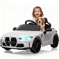 Garvee Ride - P Series: 12V Electric Ride On Car for 37-83 Months, w/RC,Licensed by BMW M4,Power Wheels for Boys Girls, with Suspension System,3 Speeds, Bluetooth, MP3, Double Door, LED Light - White