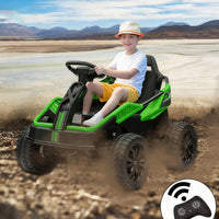 Garvee 24V Kids Electric Car with Parent Control, 200W 4x4 Ride On Toy for Big Kids, 4 Shock Absorbers, Metal Frame, 4 Wheeler ATV for Boys Girls Ages 3+, Green