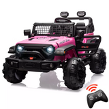 Garvee Ride - P Series: 2 Seaters Kids Ride On Truck with Remote Control,20“ Large Seat Ride On Car for Toddlers, 24V 9AH Electric Vehicle Car with Led Light,Large Storage Space, Bottle Holder,Music, Horn for 3-8 Years,Pink - Pink