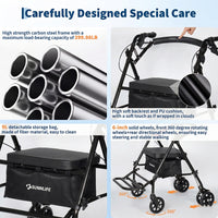 Garvee Wheelchairs for Adults Lightweight Foldable with 6in Wheels, 299lb Capacity, Adjustable Height, Steel Frame, Underseat Storage, Travel & Indoor Use