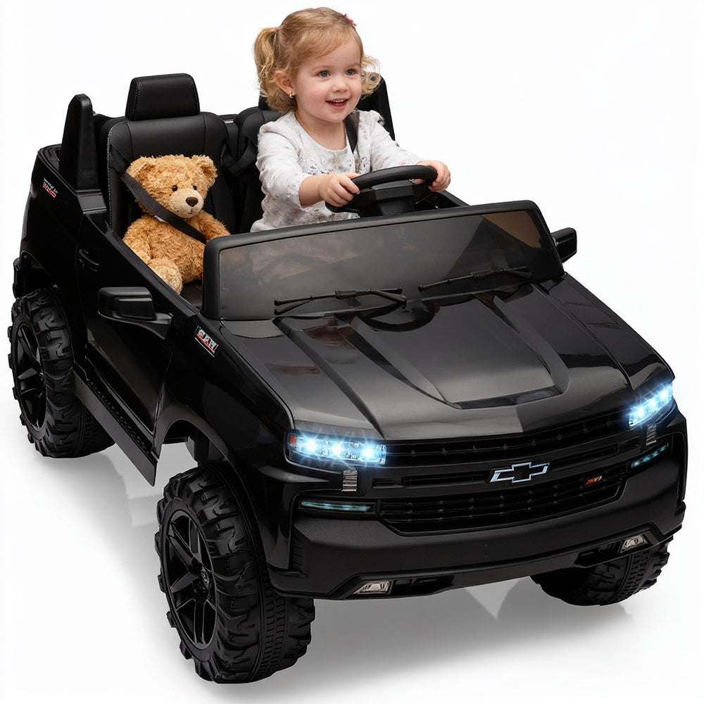Garvee Ride - P Series: 24V 2-Seater Ride On Car For Kids For 3 - 8 years, Licensed Chevrolet Silverado - Black