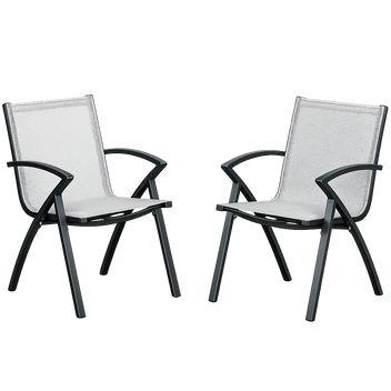 Garvee 2-Pack Aluminum Patio Dining Chairs, Quick-Dry Textilene Outdoor Chairs with Armrests, Gray