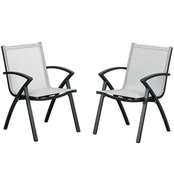 Garvee 2-Pack Aluminum Patio Dining Chairs, Quick-Dry Textilene Outdoor Chairs with Armrests, Gray