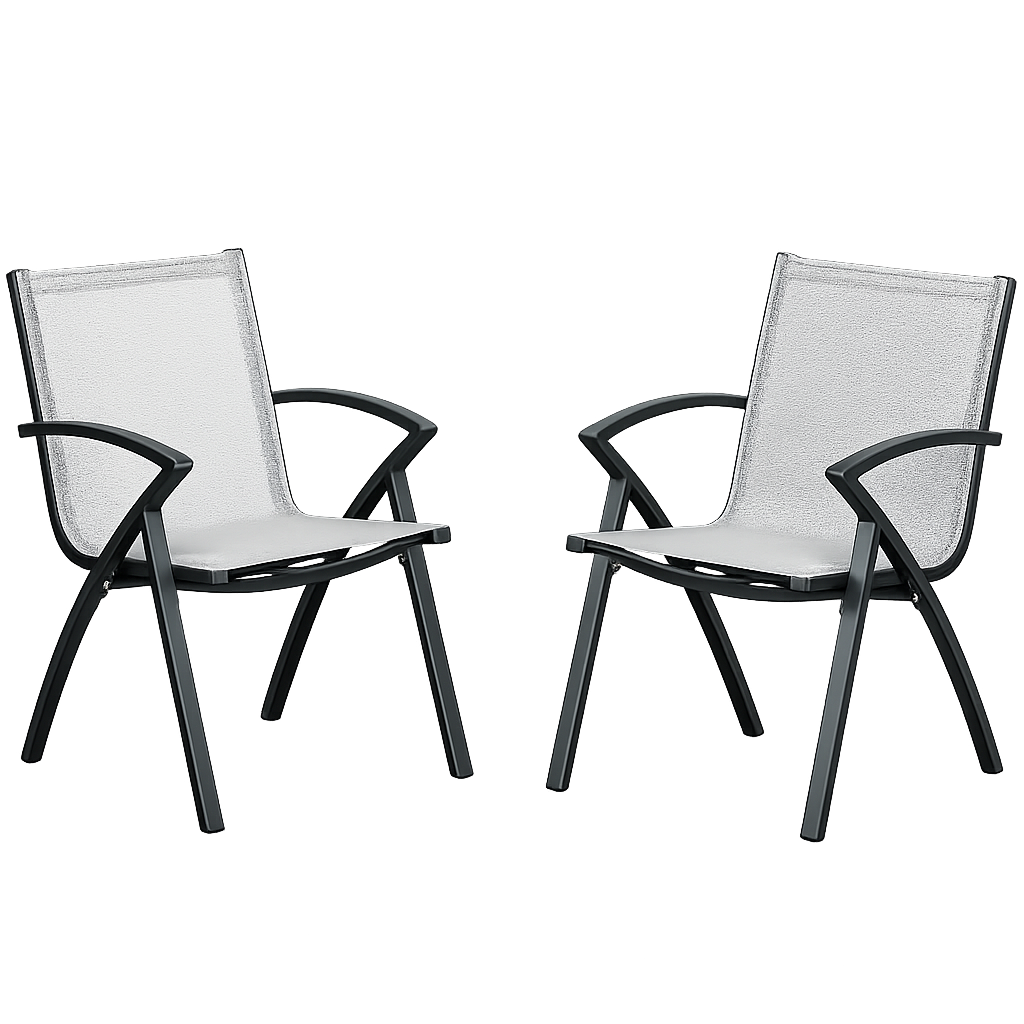 Garvee 2-Pack Aluminum Patio Dining Chairs, Quick-Dry Textilene Outdoor Chairs with Armrests, Gray