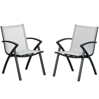 Garvee 2-Pack Aluminum Patio Dining Chairs, Quick-Dry Textilene Outdoor Chairs with Armrests, Gray