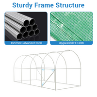 Garvee Walk-in Greenhouse Tunnel 15x6.5x6.5ft,Galvanized Steel Tunnel Greenhouse with Doors and Window,Garden Hot House for Home Gardening Seed Germination