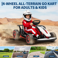 Garvee Ride - G Series: 6+,24V Drift Kart with 2X150W Strong Motor, 7AH Big Battery, Electric Pedals, Electric Go Kart Outdoor Race Toy - White