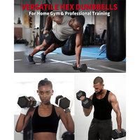 Garvee 25 LB Hex Dumbbell Set of 2 with Cast Iron Core, Rubber Encased Coating and Textured Carbon Steel Handle for Home Gym Strength Training