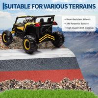 Garvee Ride - P Series: 24V Ride-On UTV: Remote Control, 200W Motor, Spring Suspension, Music, LED Lights, for Boys & Girls - Yellow