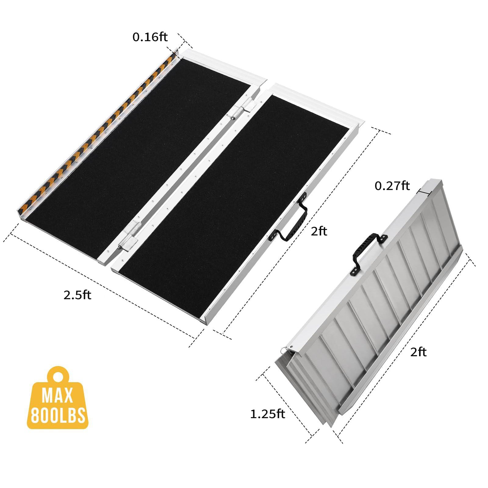 Garvee 2FT Portable Aluminum Wheelchair Ramp – Non-Skid Anti-Slip Threshold Ramp for Home, Cars, Curbs, Stairs & Scooters Handicap Accessible