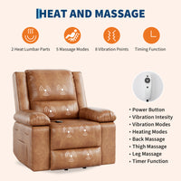 Garvee PU Leather Power Lift Recliner Chair with Massage and Heat, 8-Point Vibration, Adjustable Back and Leg Support, Electric Lift Chair Designed for Mobility Aid Elderly Relaxation, Brown