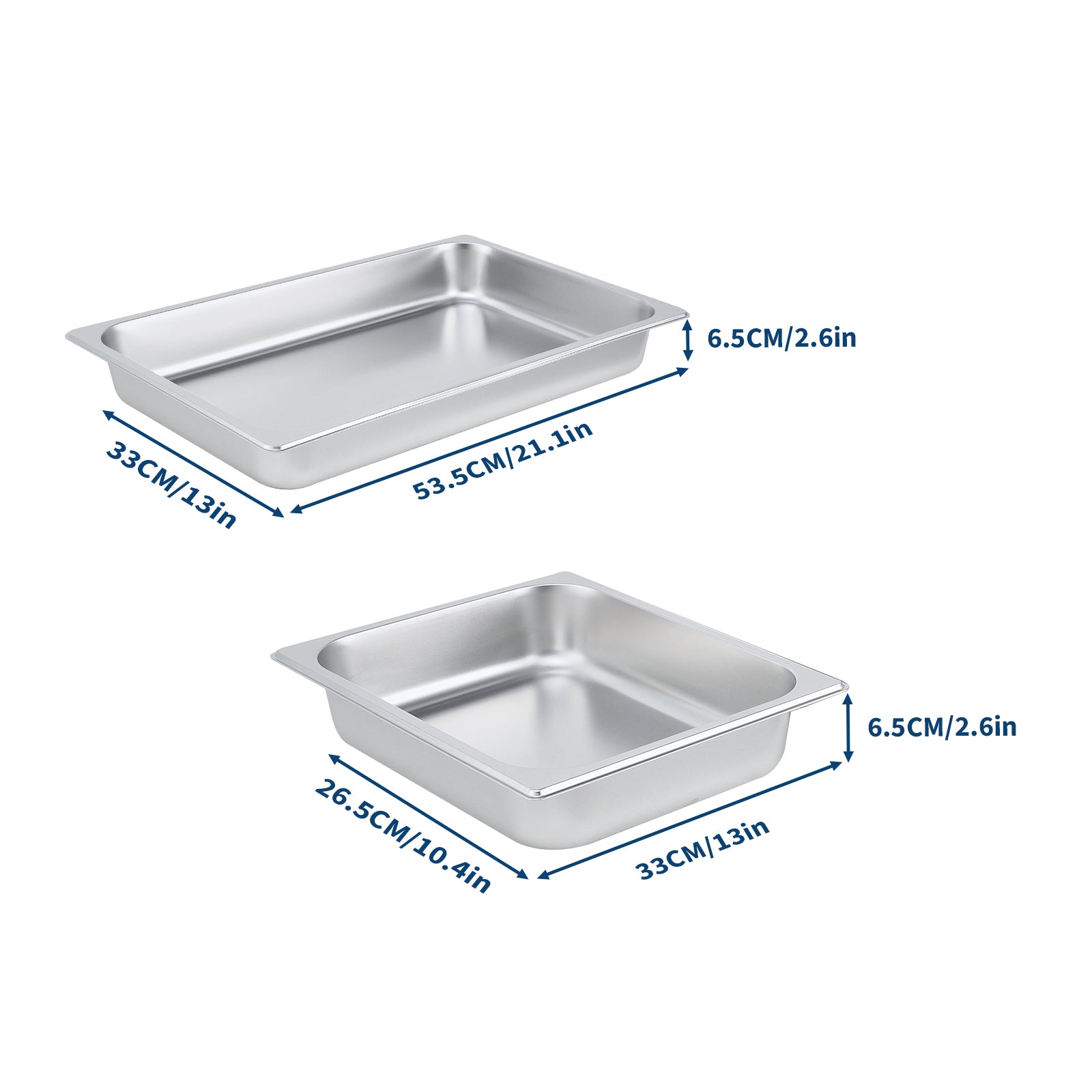 GARVEE 3 Pack Hotel Pans, 1x1/1+ 2x1/2Pan, Suitable for GARVEE Electric Chafing Dish, 0.8mm Thick Stainless Steel Steam Table Pan, 2.6-Inch Deep Commercial Table Pan, Catering Storage Food Pan, for Industrial & Scientific