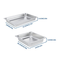GARVEE 3 Pack Hotel Pans, 1x1/1+ 2x1/2Pan, Suitable for GARVEE Electric Chafing Dish, 0.8mm Thick Stainless Steel Steam Table Pan, 2.6-Inch Deep Commercial Table Pan, Catering Storage Food Pan, for Industrial & Scientific