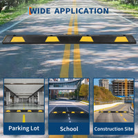 Garvee 72 Inch Heavy Duty Rubber Parking Curb with Yellow & Black Reflective Strips, Non-Slip Surface, Pre-Drilled Holes, Durable Wheel Stopper for Garage Driveways & Parking Lots