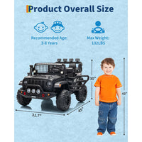 Garvee 24V Ride on Toys for Big Kids, 2-Seater Electric Ride on Car Truck with Remote Control, Four-Wheel Shock Absorbers, 4 Mph Max Speed, Music, LED Lights for Boys Girls, Black