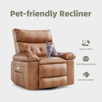Garvee 360° Swivel Massage Recliner Chair with Heating, Manual Lazy Recliner, PU Leather, Cup Holder, 1.5x Sponge Comfort, Rocking Chair for Living Rooms and Nurseries