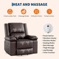 Garvee PU Leather Power Lift Recliner Chair with Massage and Heat, 8-Point Vibration, Adjustable Back and Leg Support, Electric Lift Chair Designed for Mobility Aid Elderly Relaxation, Coffee