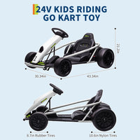 Garvee Ride G Series 24V Go Kart for Kids 8-12, 300W*2 Motors, 9Ah Battery, 8MPH Speed, Music, Horn, 175lbs Max Load - White
