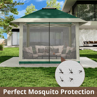 Garvee 13'x13' Pop Up Tent Outdoor Canopy Shelter with Mosquito Netting 4 Stanbags Instant Gazebo Tent for Lawn, Garden, Backyard Deck (Olive Green + Taupe)